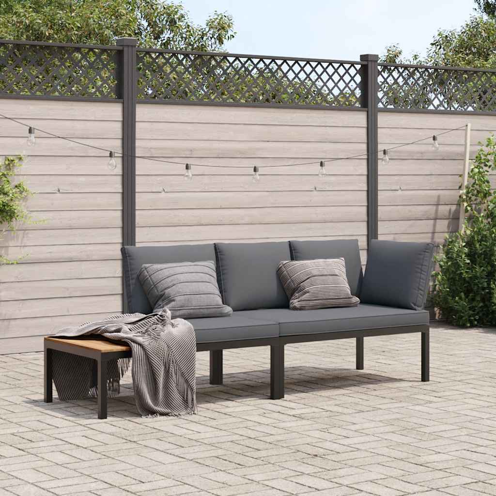 Set Divani da Giardino 2 pz con Cuscini in Alluminio Nero 3283684