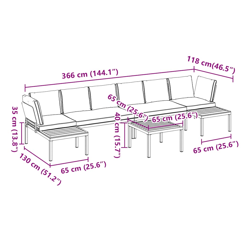 vidaXL Set Divani da Giardino 5 pz con Cuscini in Alluminio Nero