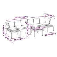 vidaXL Set Divani da Giardino 5 pz con Cuscini in Alluminio Nero