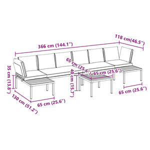 vidaXL Set Divani da Giardino 5 pz con Cuscini in Alluminio Nero