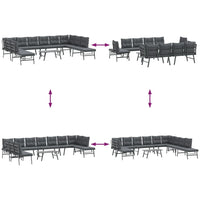 vidaXL Set Panche Giardino Cuscini 6pz Nere Acciaio Verniciato Polvere