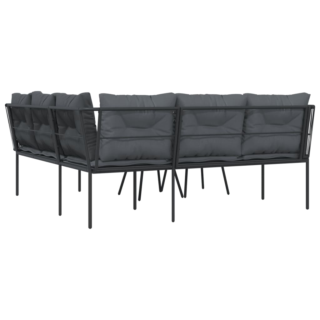 vidaXL Set Divano da Giardino con Cuscini Nero Acciaio e Textilene