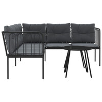 Set Divano da Giardino con Cuscini-Sofa da Giardino-Divanetto da esterno Nero Acciaio e Textilene 659223
