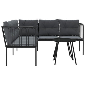 Set Divano da Giardino con Cuscini-Sofa da Giardino-Divanetto da esterno Nero Acciaio e Textilene 659223