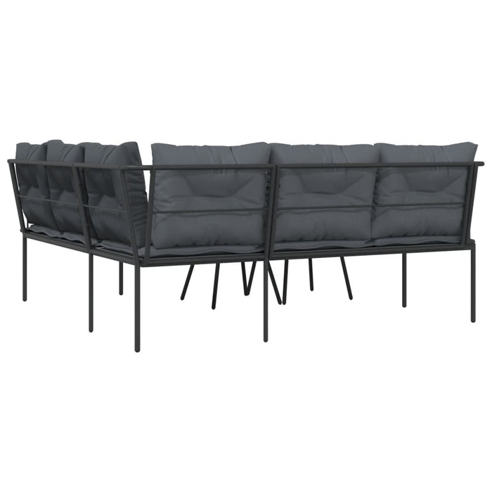 Set Divano da Giardino con Cuscini-Sofa da Giardino-Divanetto da esterno Nero Acciaio e Textilene 659223