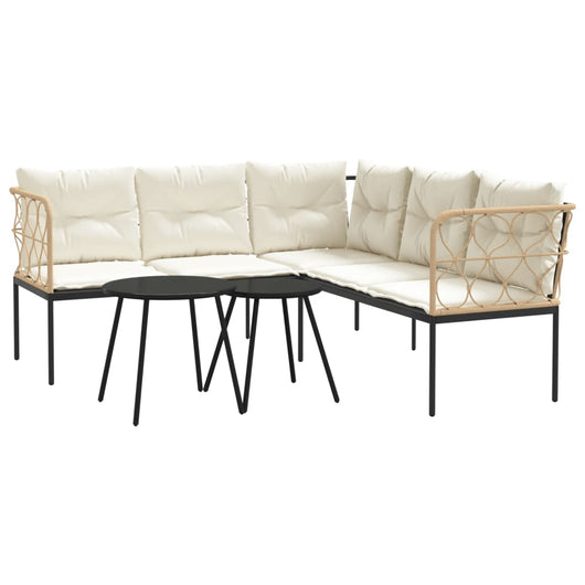 Set Divano da Giardino con Cuscini-Sofa da Giardino-Divanetto da esterno Nero Acciaio e Textilene 596596