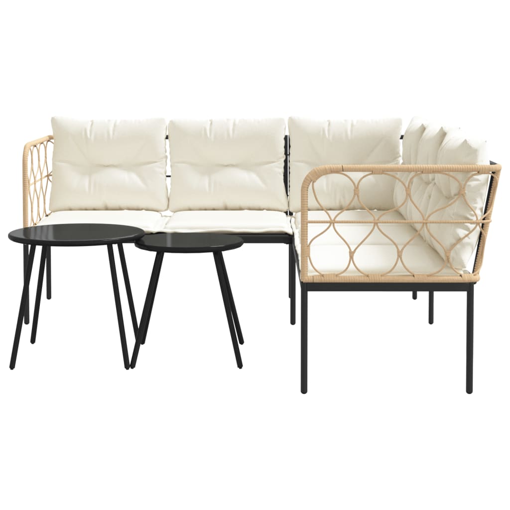 Set Divano da Giardino con Cuscini-Sofa da Giardino-Divanetto da esterno Nero Acciaio e Textilene 596596