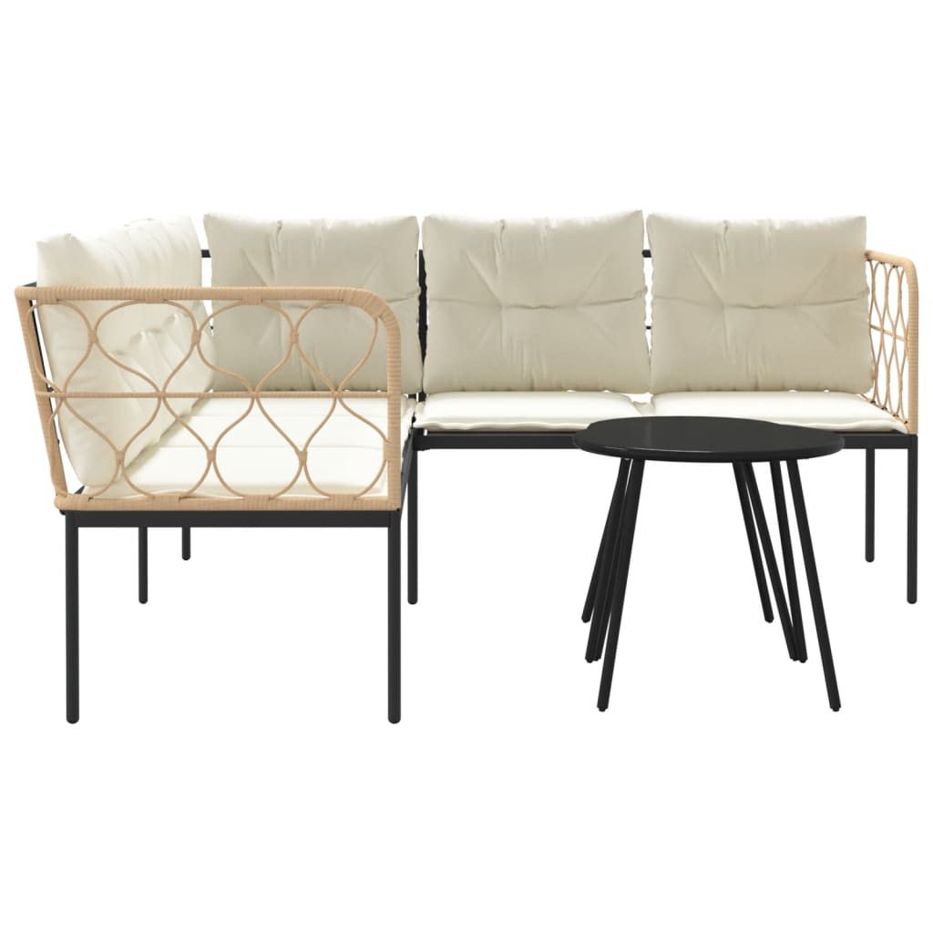 Set Divano da Giardino con Cuscini-Sofa da Giardino-Divanetto da esterno Nero Acciaio e Textilene 596596