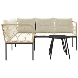 Set Divano da Giardino con Cuscini-Sofa da Giardino-Divanetto da esterno Nero Acciaio e Textilene 596596