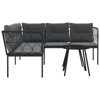 Set Divano da Giardino con Cuscini-Sofa da Giardino-Divanetto da esterno Nero Acciaio e Textilene 529004
