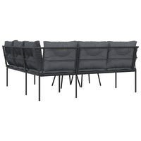 Set Divano da Giardino con Cuscini-Sofa da Giardino-Divanetto da esterno Nero Acciaio e Textilene 529004