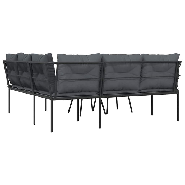 Set Divano da Giardino con Cuscini-Sofa da Giardino-Divanetto da esterno Nero Acciaio e Textilene 529004