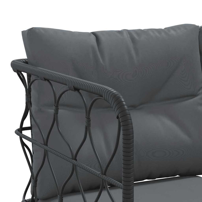 Set Divano da Giardino con Cuscini-Sofa da Giardino-Divanetto da esterno Nero Acciaio e Textilene 529004