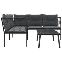 vidaXL Set Divano da Giardino con Cuscini Nero Acciaio e Textilene