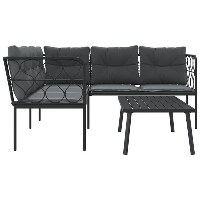 vidaXL Set Divano da Giardino con Cuscini Nero Acciaio e Textilene