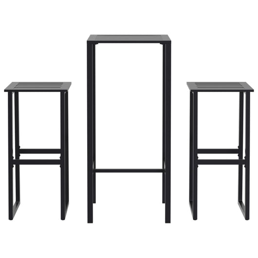 vidaXL Set Bar da Giardino 3pz Nero in Acciaio Verniciato a Polvere