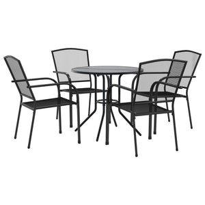 Set Sedie Giardino Impilabili 5pz Antracite Acciaio Verniciato 3283757