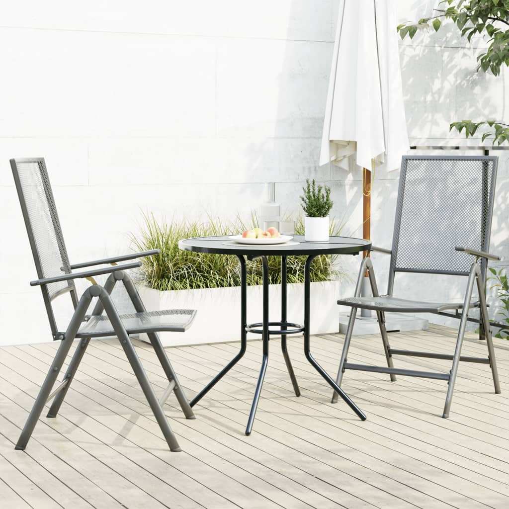 Set Sedie Giardino Reclinabili 3pz Antracite Acciaio Verniciato 3283760