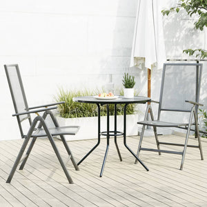 Set Sedie Giardino Reclinabili 3pz Antracite Acciaio Verniciato 3283760