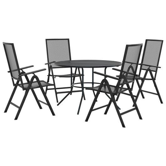 Set Sedie Giardino Reclinabili 5pz Antracite Acciaio Verniciato 3283762