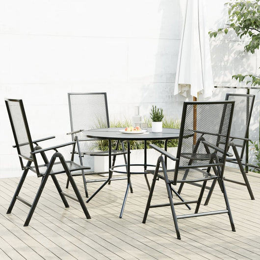 Set Sedie Giardino Reclinabili 5pz Antracite Acciaio Verniciato 3283762