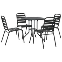Set Sedie Giardino Impilabili 5pz Antracite Acciaio Verniciato
