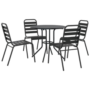 Set Sedie Giardino Impilabili 5pz Antracite Acciaio Verniciato