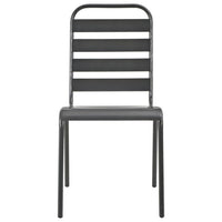 Set Sedie Giardino Impilabili 5pz Antracite Acciaio Verniciato