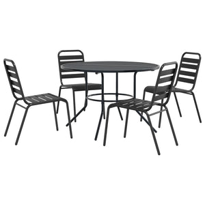 Set Sedie Giardino Impilabili 5pz Antracite Acciaio Verniciato 3283766