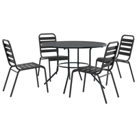 Set Sedie Giardino Impilabili 5pz Antracite Acciaio Verniciato