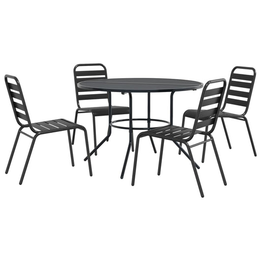 Set Sedie Giardino Impilabili 5pz Antracite Acciaio Verniciato