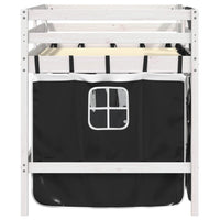 Letto a Soppalco con Tende Bambini Bianco e Nero 80x200 cm Pino 3283811
