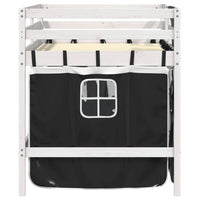 Letto a Soppalco Bambini con Tende Bianco e Nero 90x190 cm Pino 3283829