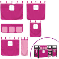 Letto a Soppalco con Tende Bambini Rosa 90x190 cm Massello Pino 3283834