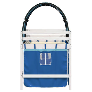 vidaXL Letto a Soppalco con Tunnel Bambini Blu 80x200cm Massello Pino