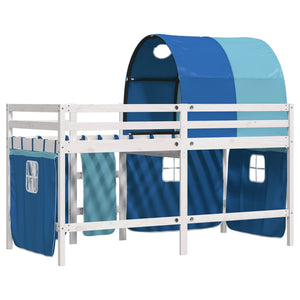 vidaXL Letto a Soppalco con Tunnel Bambini Blu 80x200cm Massello Pino