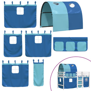 vidaXL Letto a Soppalco con Tunnel Bambini Blu 80x200cm Massello Pino