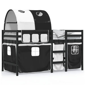 Letto a Soppalco con Tunnel Bambini Bianco e Nero 80x200cm Pinocod mxl 116482