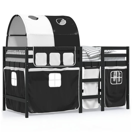 Letto a Soppalco con Tunnel Bambini Bianco e Nero 80x200cm Pinocod mxl 116482