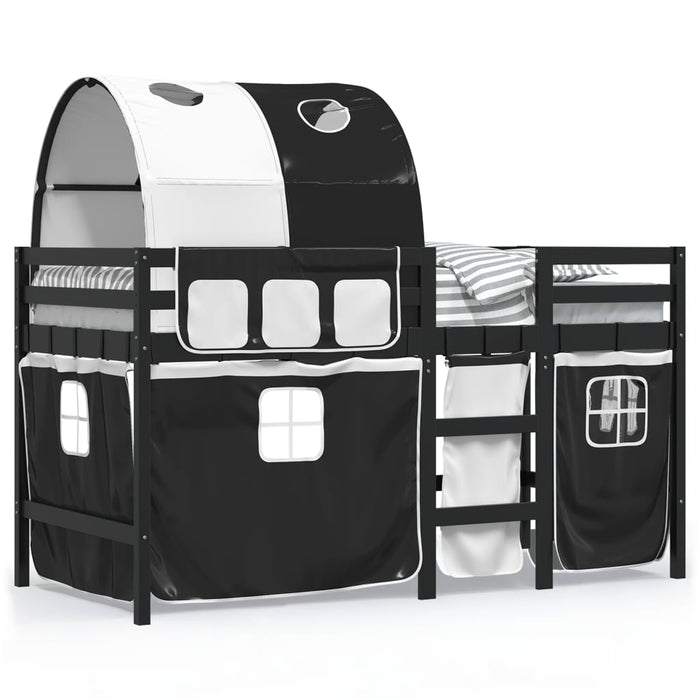 Letto a Soppalco con Tunnel Bambini Bianco e Nero 80x200cm Pinocod mxl 116482