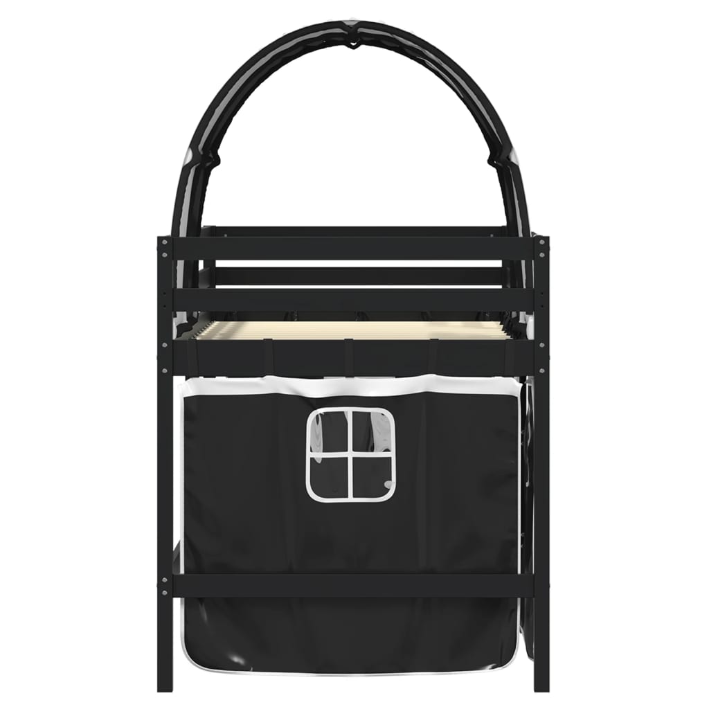 Letto a Soppalco con Tunnel Bambini Bianco e Nero 80x200cm Pino 3283841