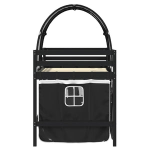 Letto a Soppalco con Tunnel Bambini Bianco e Nero 80x200cm Pino 3283841