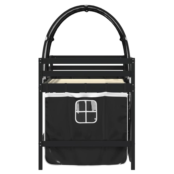 Letto a Soppalco con Tunnel Bambini Bianco e Nero 80x200cm Pino 3283841