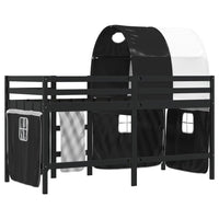 Letto a Soppalco con Tunnel Bambini Bianco e Nero 80x200cm Pino 3283841