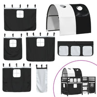 Letto a Soppalco con Tunnel Bambini Bianco e Nero 80x200cm Pino 3283841