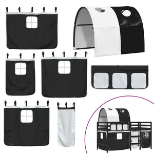 Letto a Soppalco con Tunnel Bambini Bianco e Nero 80x200cm Pino 3283841