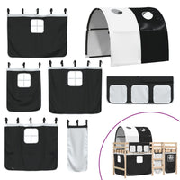 Letto a Soppalco con Tunnel Bambini Bianco e Nero 90x200cm Pino 3283844