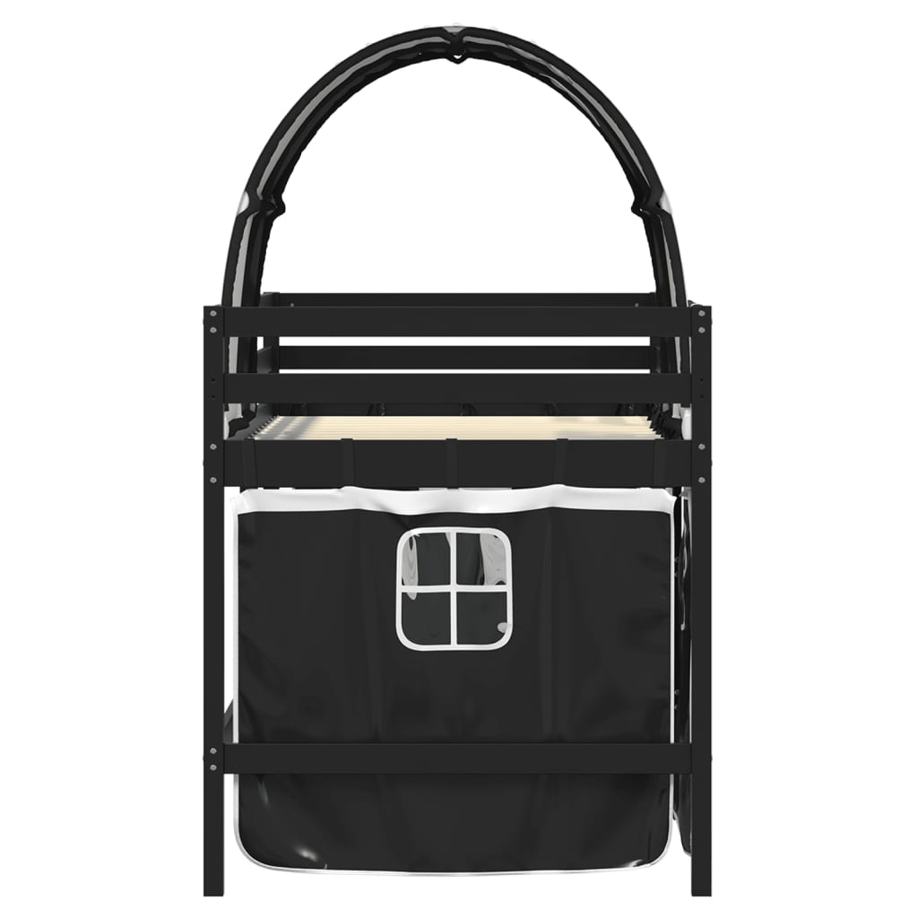 Letto a Soppalco con Tunnel Bambini Bianco e Nero 90x200cm Pino 3283850