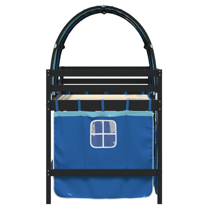 vidaXL Letto a Soppalco con Tunnel Bambini Blu 90x200cm Massello Pino