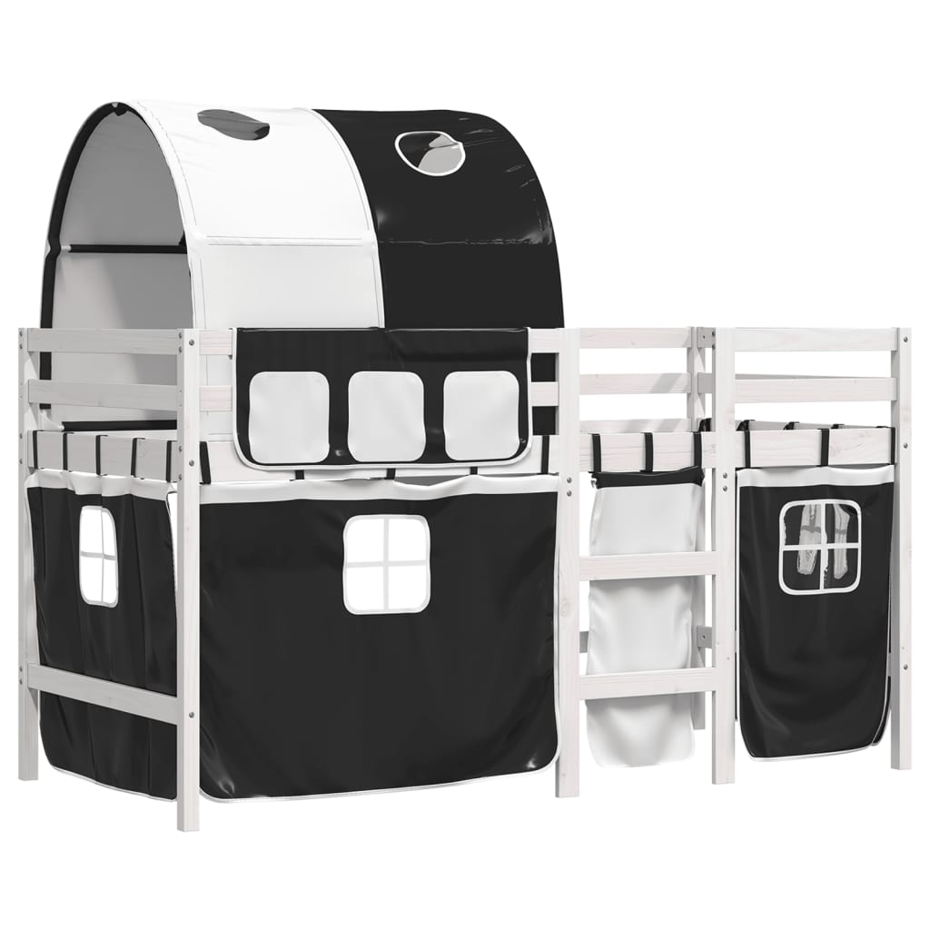 Letto a Soppalco con Tunnel Bambini Bianco e Nero 90x190cm Pinocod mxl 92541